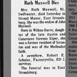 Obituary for Ruth Maxwell