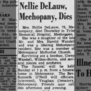Obituary for Nellie DcLauw
