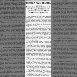 First OF Boro Election - May 13, 1899